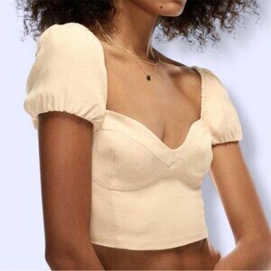 Wilfred Butter Yellow Novella Smocked Puff Short Sleeve‎ Top